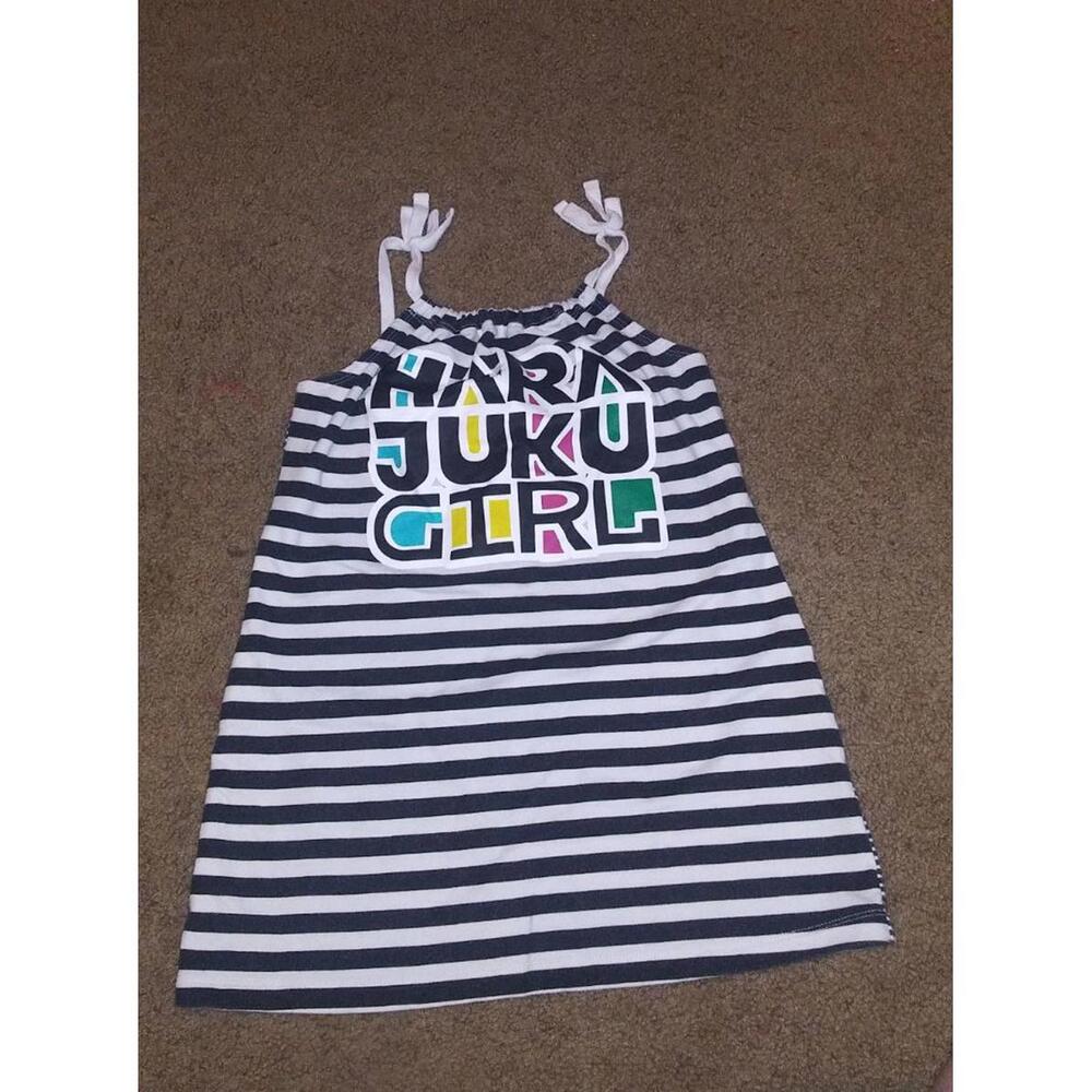 Harajuku Mini Striped Tie‑Strap Dress • Size 7/8 • Kawaii Street Style